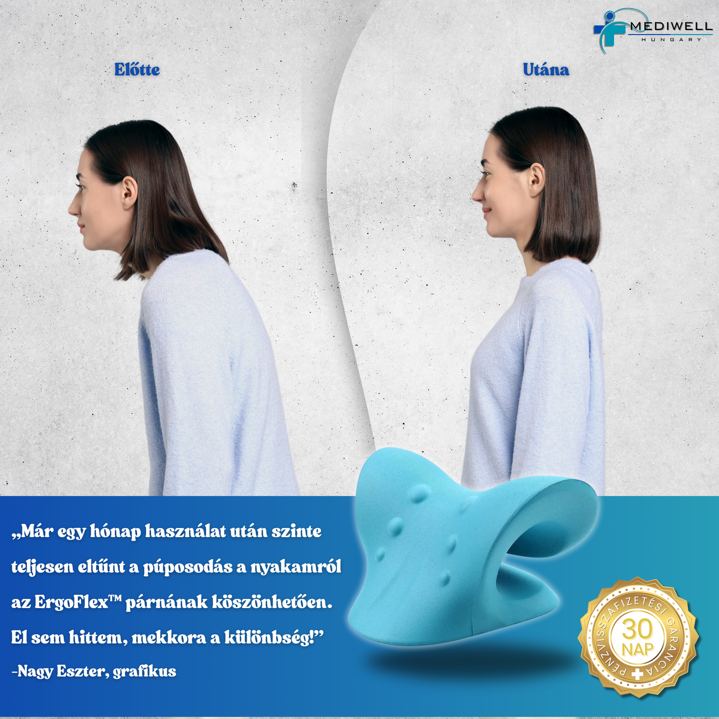 Mediwell ErgoFlex™ Nyak- és Gerincnyújtó Tartásjavító Párna